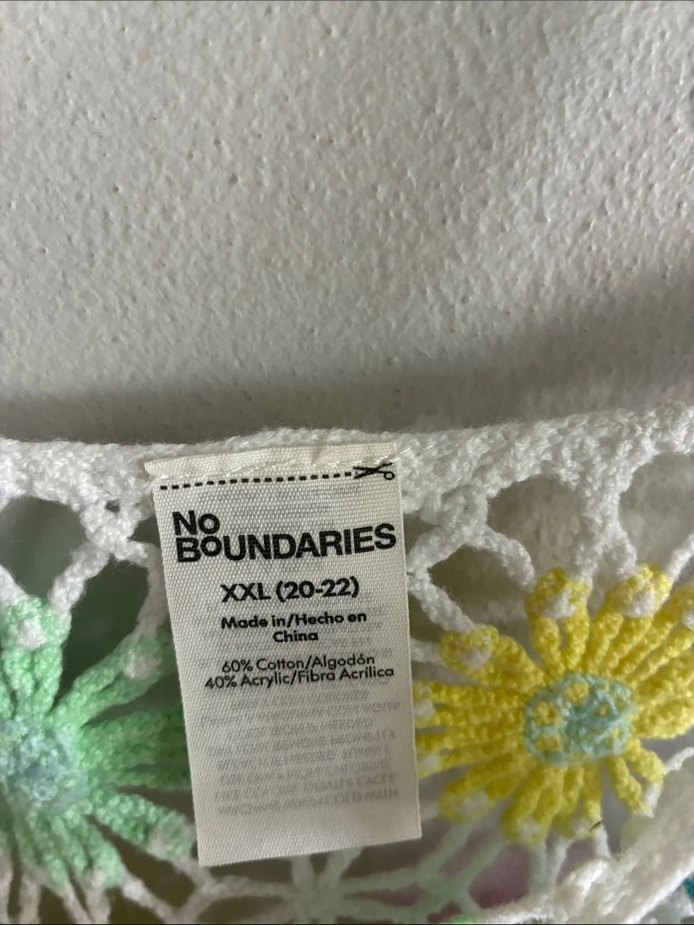 No Boundaries L/XL Crochet Daisy Floral Mini Dress Y2K Boho Festival Beach